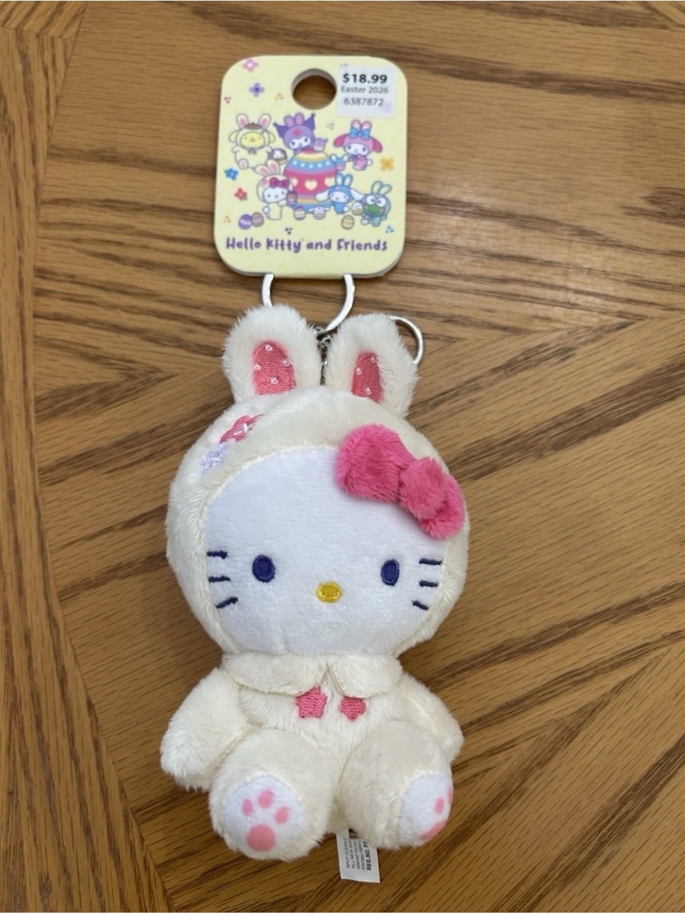 Hello Kitty Plush Bunny Keychain - Bag Clip White & Pink